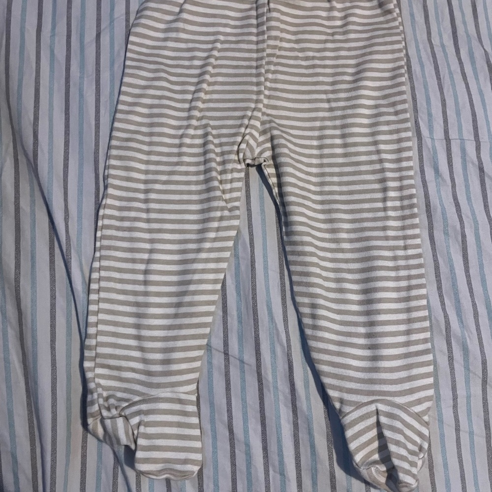 Gerber Gray and White Striped Baby Footed Pants